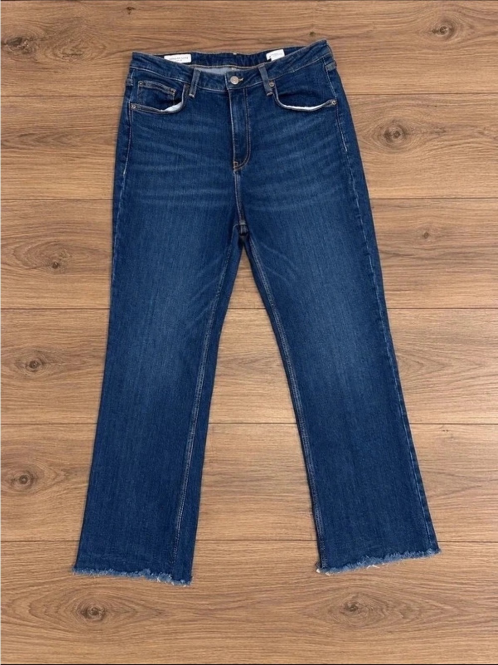 Zara Dark Blue Cropped Straight-Leg Jeans
